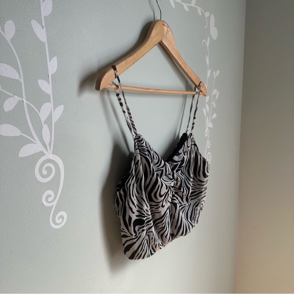 Urban Outfitters Renewal Mesh Zebra Print Tank Crop Top in size L - Picture 3 of 7